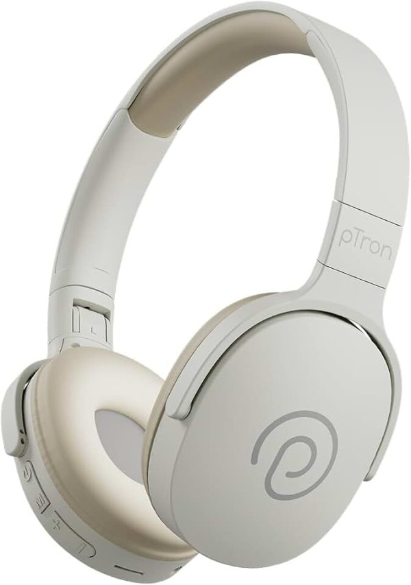 pTron Studio w/ 60Hrs Playtime, Wireless Over-Ear Headphones with HD Mic, Dual-Device Pairing, Immersive So