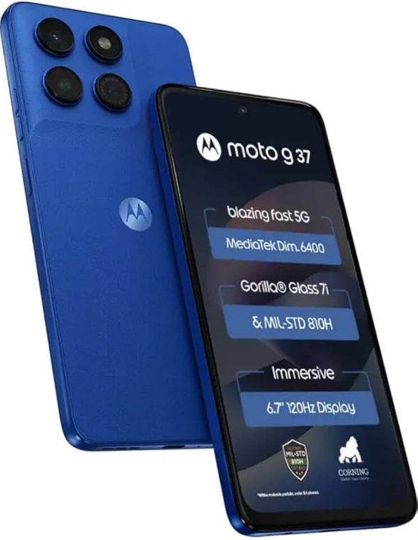 Motorola Moto g37 5G (Pantone Nautical Blue, 64GB Storage, 4GB RAM) | 5G Smartphone with Large Display and Dual Camera | L