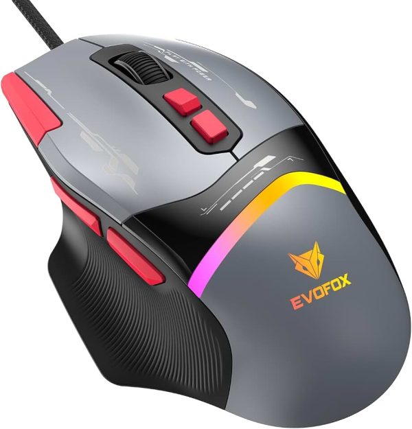 EvoFox Blaze 2 Plus Wired Gaming Mouse, 16,000 DPI, 1000Hz Polling Rate, 8 Programmable Buttons, RGB Lighting, Lightweight