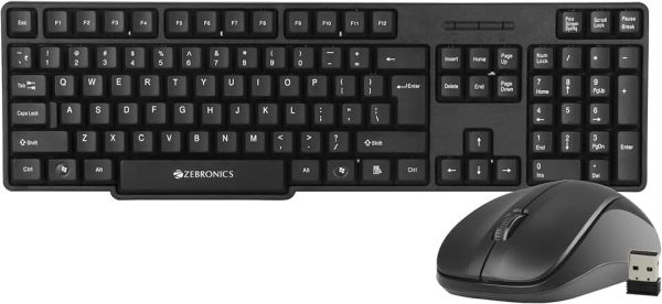 ZEBRONICS Companion 107 2.4GHz Wireless Keyboard & Mouse Combo, 104 Keys, UV Printed keycaps, 12 Integrated Multimedia Key