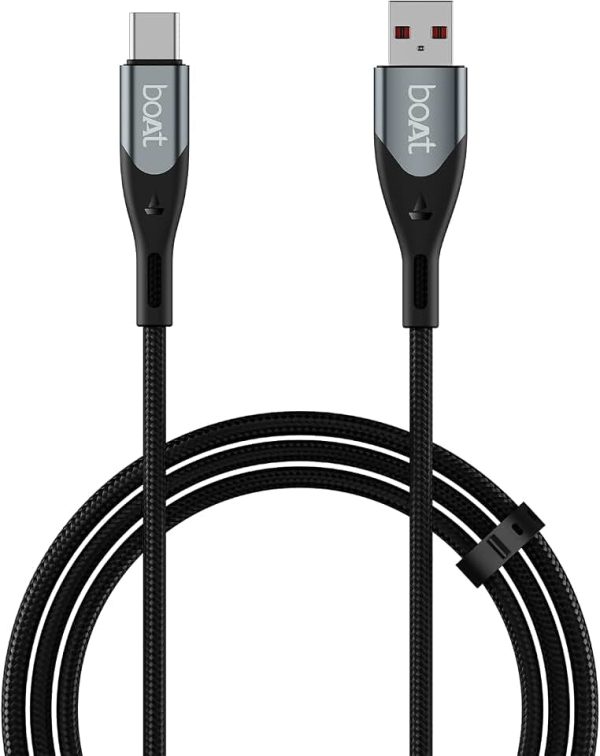 boAt Type A to C 65W Fast Charging Cable with 480 Mbps Data Transfer, Tangle-Free Cable in Premium Nylon Br