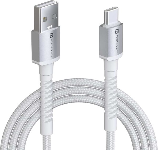 Portronics Konnect X USB to Type C Cable with 3A Output, Fast Charging & Data Transfer, Nylon Braided, Aluminium Alloy She