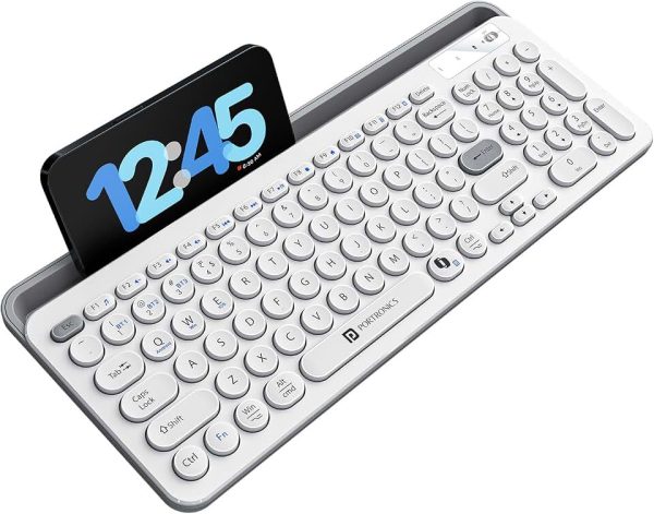 Portronics Bubble 3.0 Wireless Keyboard with Bluetooth + 2.4 GHz USB Receiver, Rechargeable Battery, Dual Height Adjustmen
