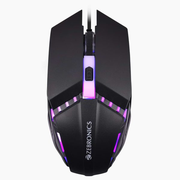 ZEBRONICS PHERO Wired Gaming Mouse with up to 1600 DPI, Rainbow LED Lights, DPI Switch, High Precision, Plug & Play, 4 But