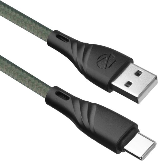 Zebronics USB to Type C Braided Nylon Cable, 33W, 3A Max, 1.5 Meters, Rapid Charging, 15000+ Bends Tested, Charge & Sync,